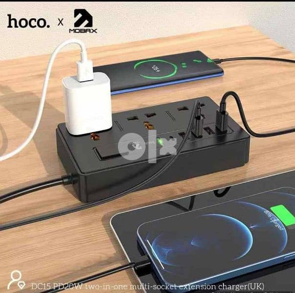 Hoco Mobax 2in1 Multi Socket PD 20W Charger Extention 1