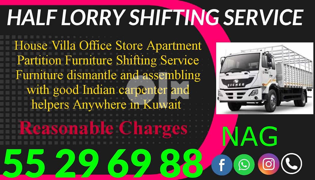 Half lorry shifting service 55 29 69 88 0